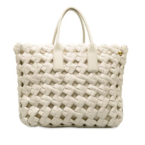 Bottega Veneta Canvas Window Woven Satchel