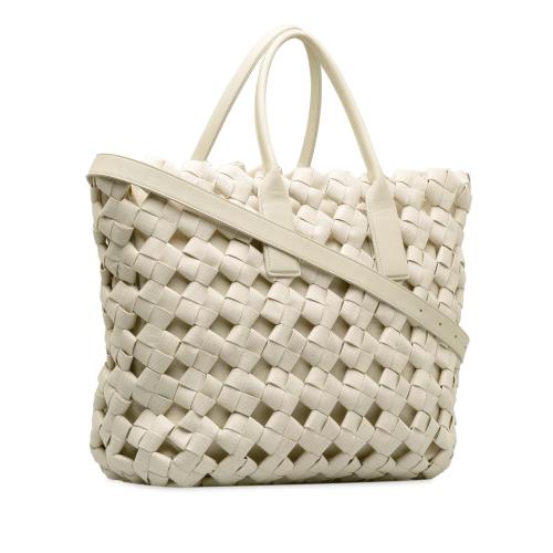 Bottega Veneta Canvas Window Woven Satchel