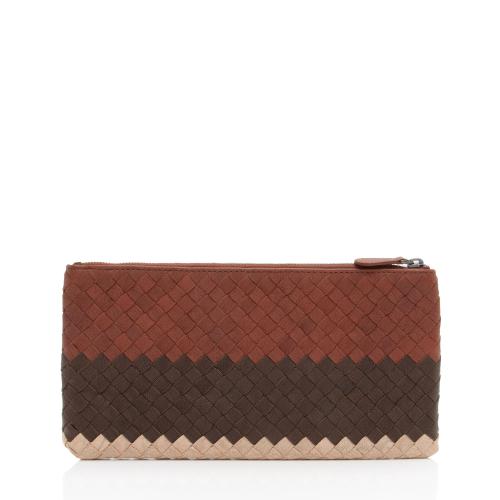 Bottega Veneta Intrecciato Nappa Tricolor Zip Pouch