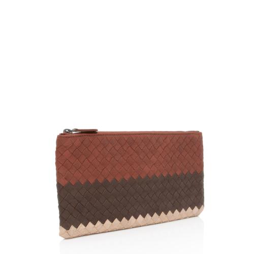 Bottega Veneta Intrecciato Nappa Tricolor Zip Pouch