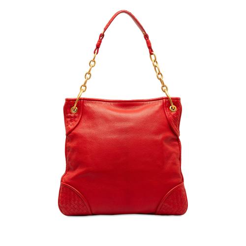 Bottega Veneta Intrecciato Trimmed Leather Shoulder Bag