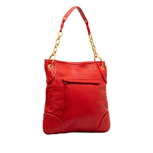 Bottega Veneta Intrecciato Trimmed Leather Shoulder Bag