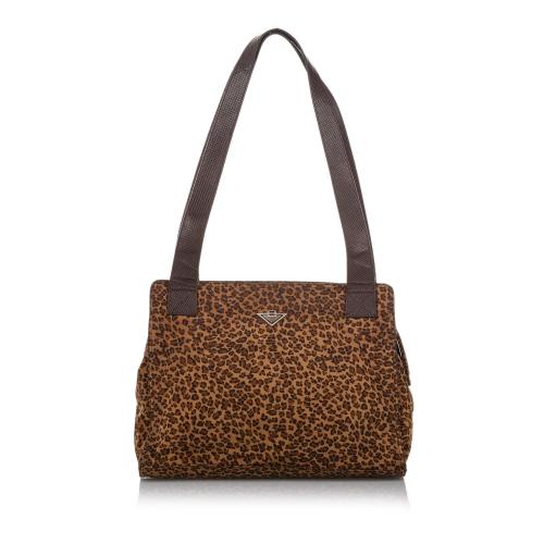 Bottega Veneta Leopard Print Nylon Shoulder Bag