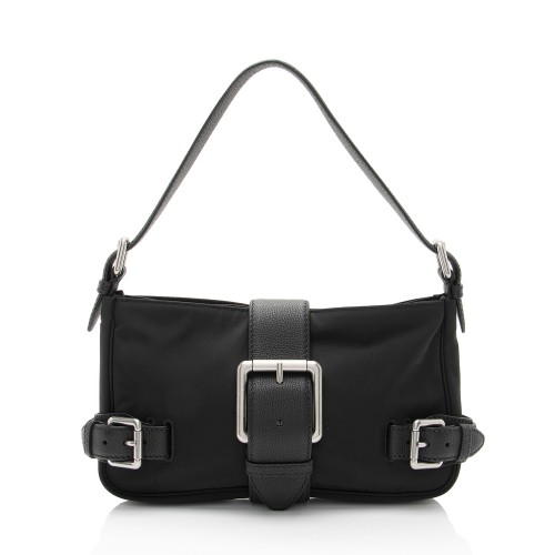 Bottega Veneta Nylon Calfskin Buckle Mini Shoulder Bag