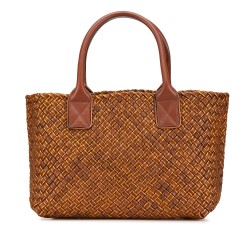 Bottega Veneta Small Lambskin Intreccio Cabat Tote