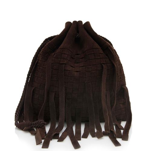 Bottega Veneta Suede Fringe Drawstring Clutch 