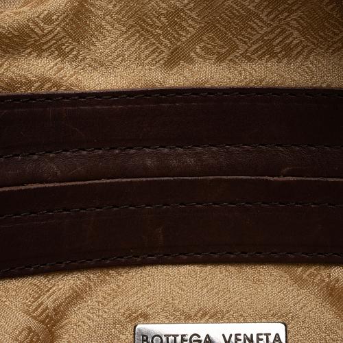 Bottega Veneta Vintage Woven Raffia Leather Zip Tote