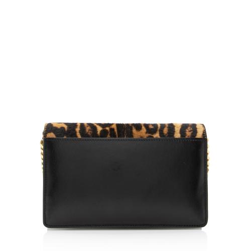 Burberry Calf Hair Leopard Print TB Carrie Chain Small Crossbody