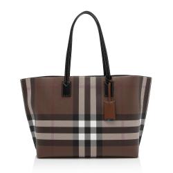 Burberry E-Canvas House Check Denny Medium Tote