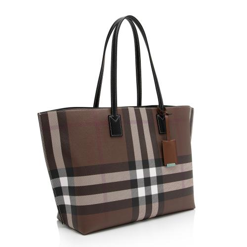 Burberry E-Canvas House Check Denny Medium Tote