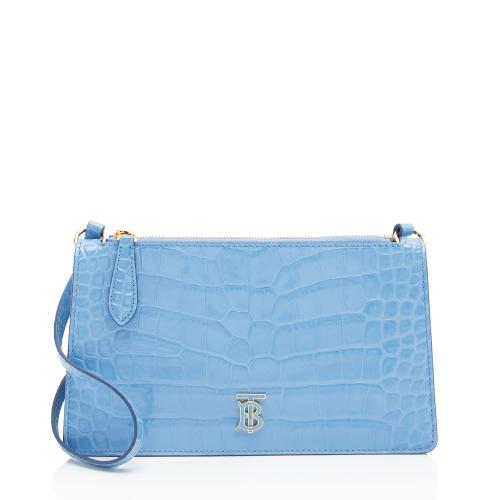 Burberry Croc Embossed Calfskin TB Mini Pouch