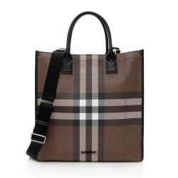 Burberry E-Canvas House Check Slim Denny Tote