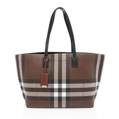 Burberry E-Canvas House Check Denny Medium Tote