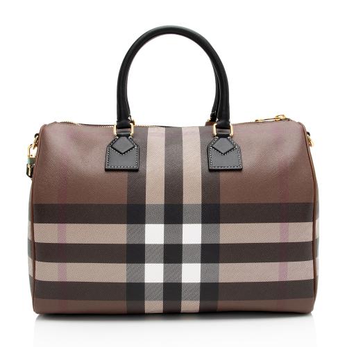 Burberry E-Canvas House Check Medium Bowling Bag