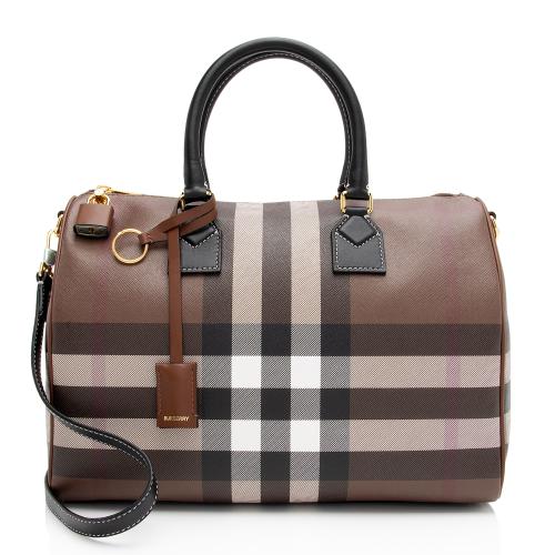 Burberry E-Canvas House Check Medium Bowling Bag