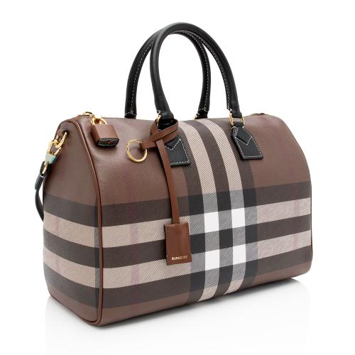 Burberry E-Canvas House Check Medium Bowling Bag