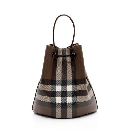 Burberry E-Canvas House Check Small Bucket Bag