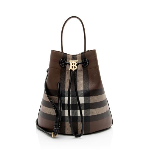 Burberry E-Canvas House Check Small Bucket Bag