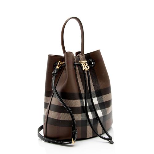 Burberry E-Canvas House Check Small Bucket Bag