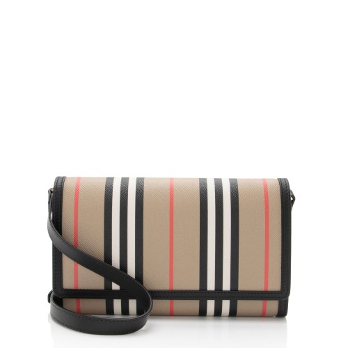 Burberry E-Canvas Icon Stripe Hannah Wallet on Strap