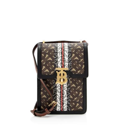 Burberry E-Canvas TB Monogram Stripe Robin Mini Messenger