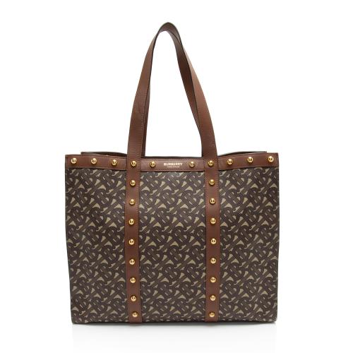 Burberry E-Canvas TB Monogram Studded Book Tote