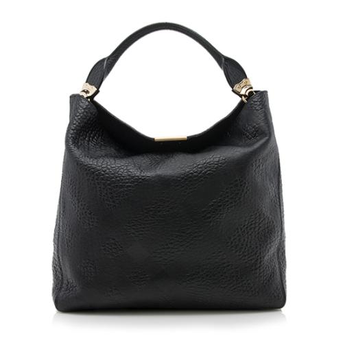 Burberry Embossed Leather Lindburn Medium Hobo