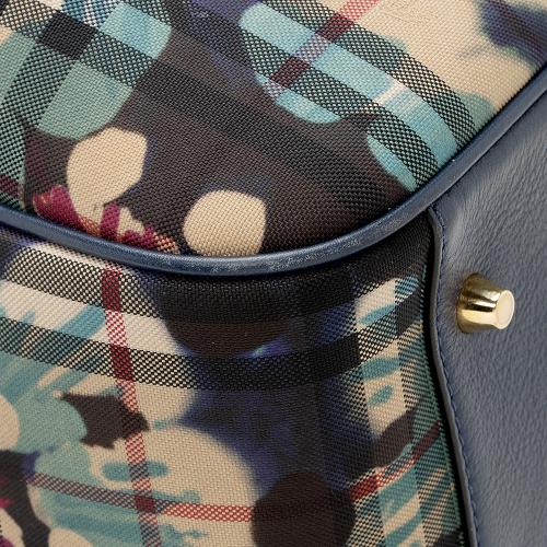 Burberry Haymarket Check Floral Canter Small Tote