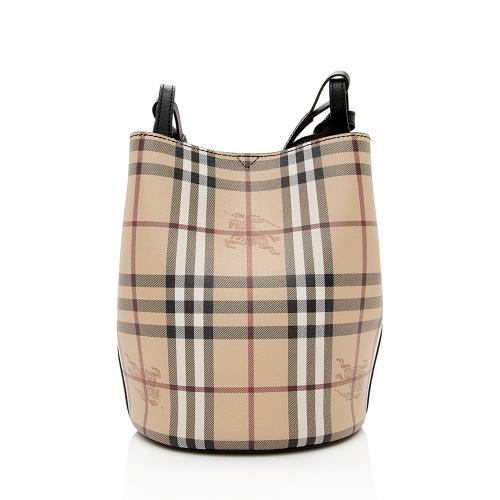 Burberry Haymarket Check Lorne Small Bucket Bag