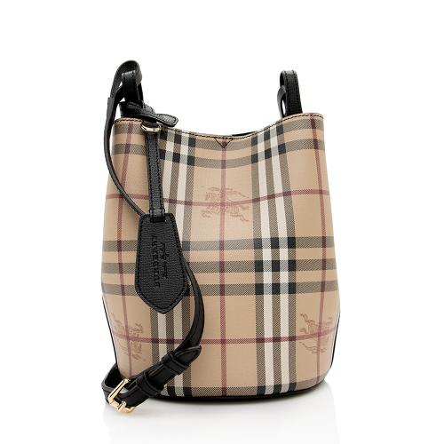 Burberry Haymarket Check Lorne Small Bucket Bag