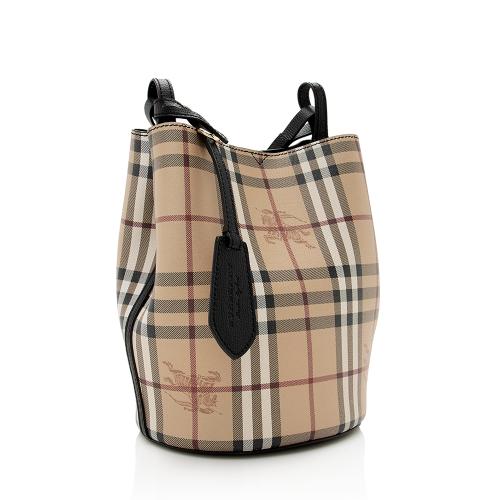 Burberry Haymarket Check Lorne Small Bucket Bag