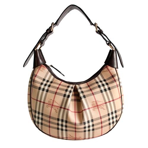 Burberry Haymarket Check Small Hobo Handbag