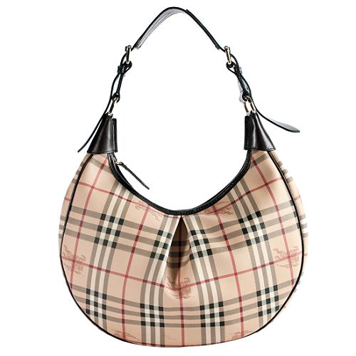 Burberry Haymarket Check Small Hobo Handbag