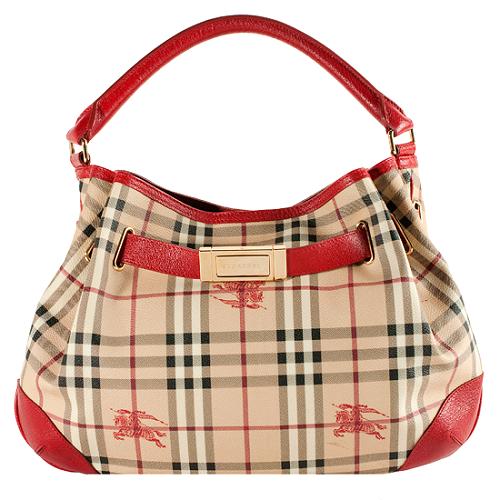 Burberry Haymarket Check Willenmore Hobo Handbag