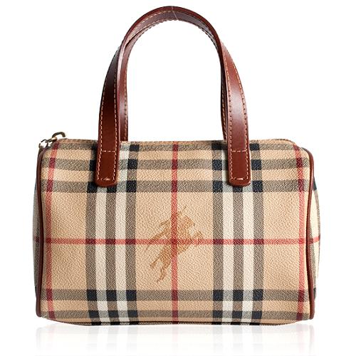 Burberry Haymarket Small Boston Satchel Handbag