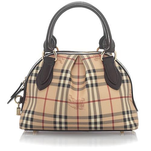 Burberry Haymarket Small Bowling Handbag