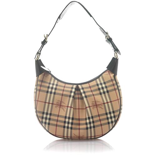 Burberry Haymarket Small Hobo Handbag