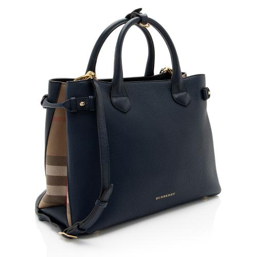 Burberry medium banner house check leather tote on sale