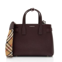 Burberry House Check Leather Banner Small Tote