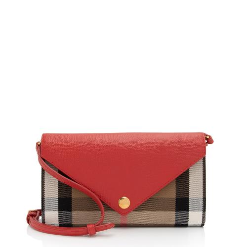 Burberry House Check Leather Hannah Wallet on Strap Burberry Handbags Bag Borrow or Steal