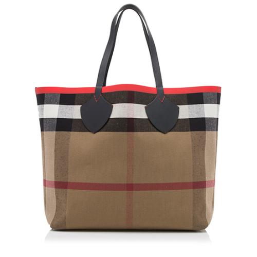 Burberry Leather Canvas Giant Reversible Tote