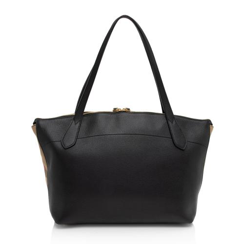 Burberry Leather House Check Derby Welburn Small Tote