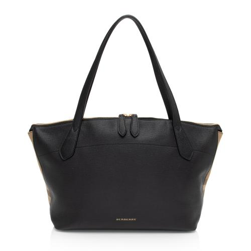 Burberry Leather House Check Derby Welburn Small Tote