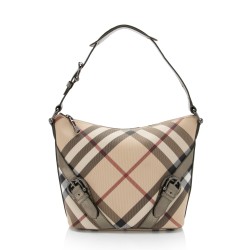 Burberry Metallic Patent Leather Nova Check Buckle Hobo