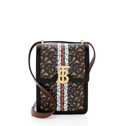 Burberry E-Canvas TB Monogram Stripe Mini Messenger