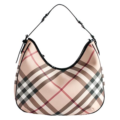 Burberry Nova Check Barton Medium Hobo Handbag