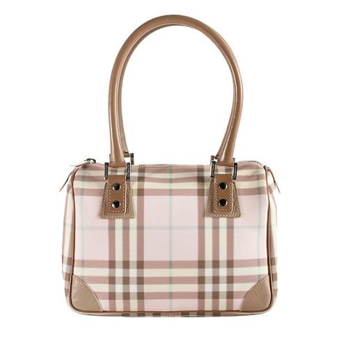 Burberry Nova Check Candy Small Boston Satchel Handbag