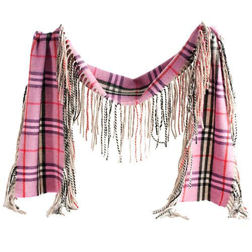 Burberry Nova Check Cashmere Happy Fringe Scarf