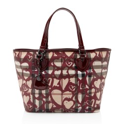 Burberry Nova Check Painted Hearts Tote