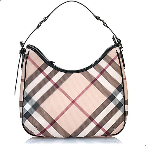 Burberry Nova Check Hobo Handbag